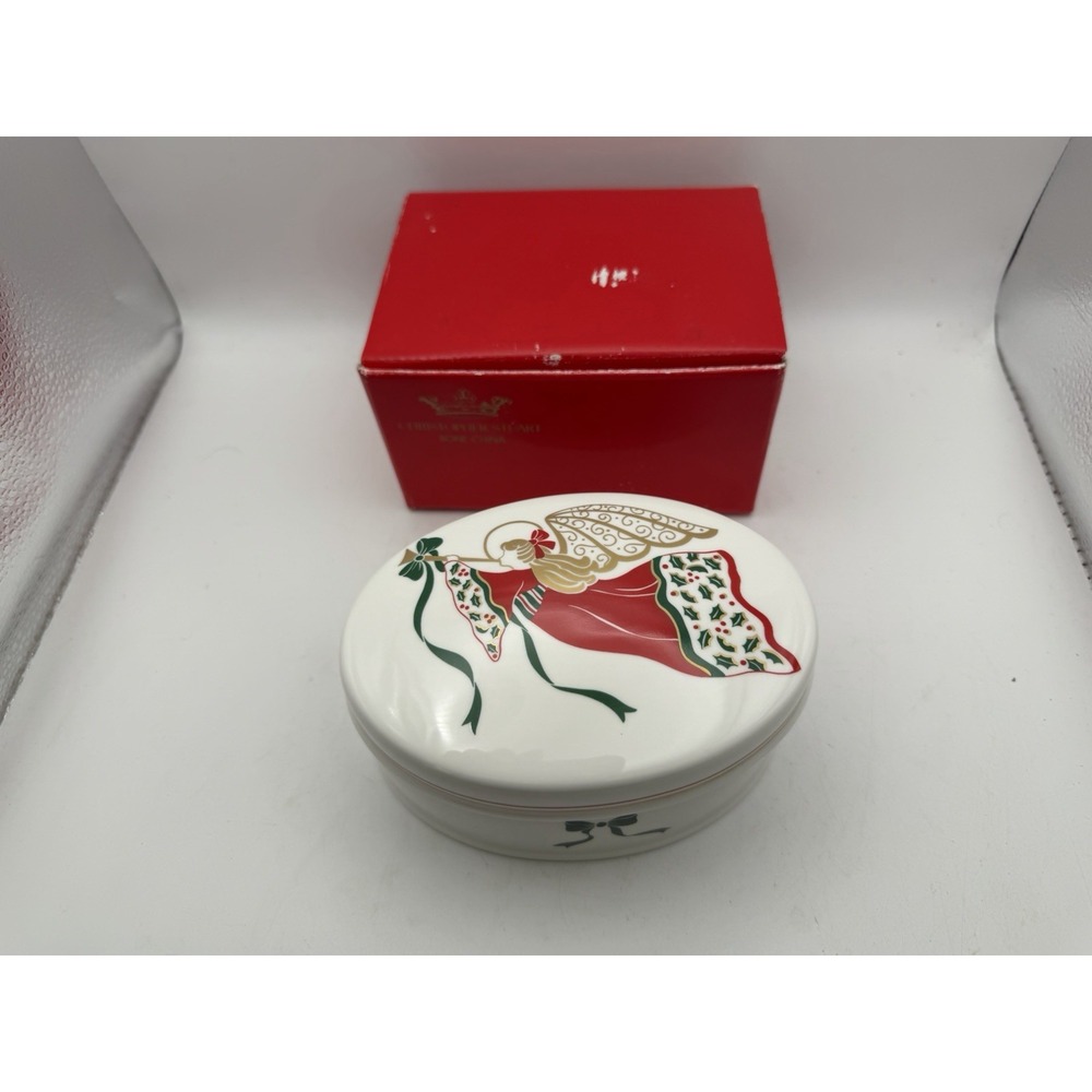 Vintage Christopher Stuart Angel Song Christmas Bone China Trinket Box